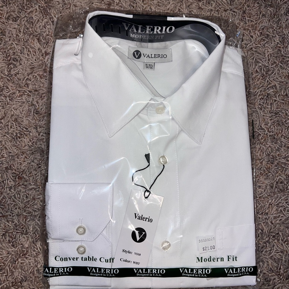 White Men's Shirt Long Sleeve Button Up